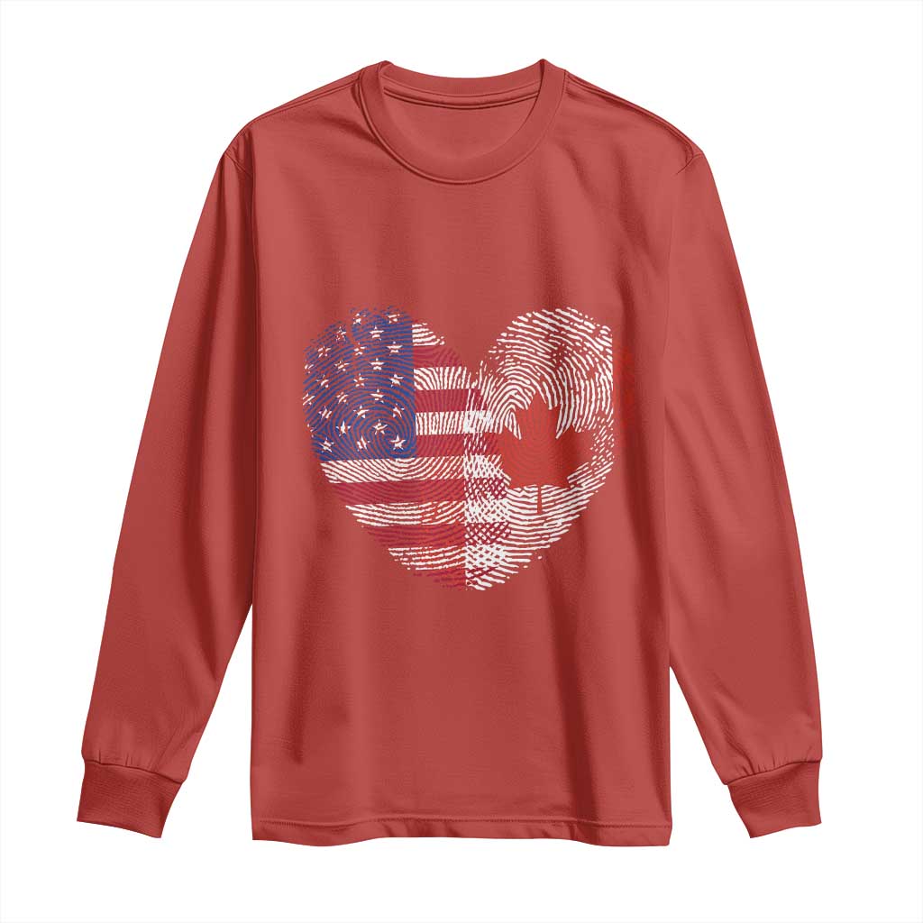 Half Canadian Half American USA Flag Canada America Long Sleeve Shirt
