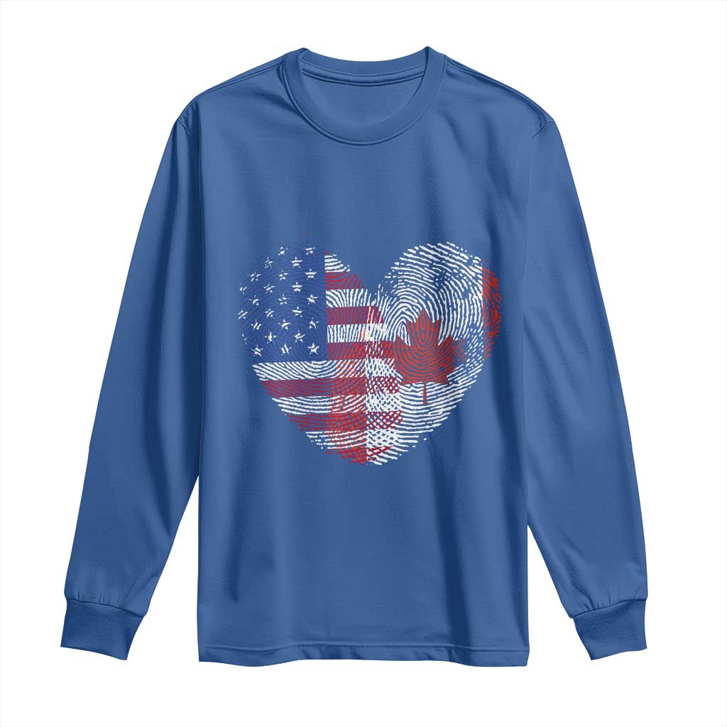 Half Canadian Half American USA Flag Canada America Long Sleeve Shirt