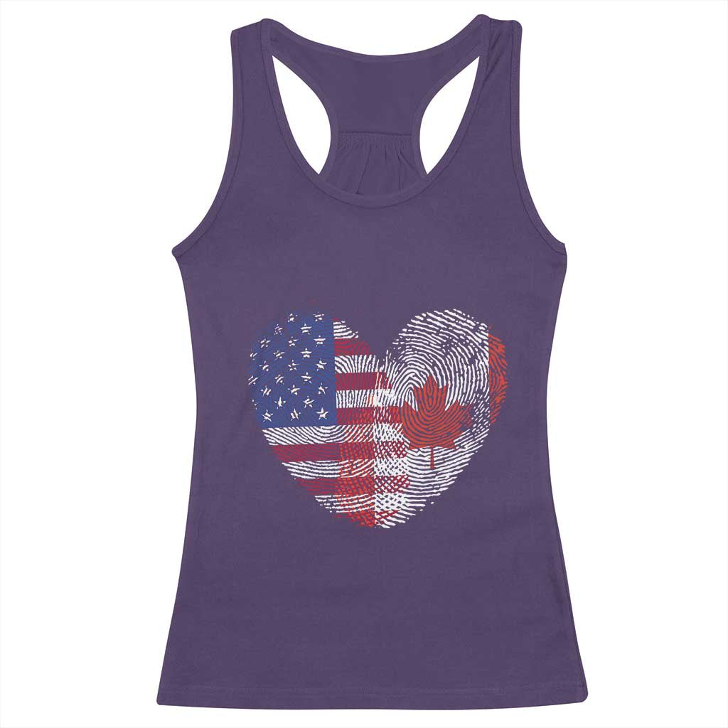 Half Canadian Half American USA Flag Canada America Racerback Tank Top