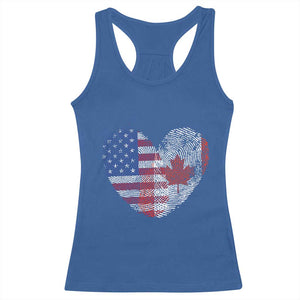 Half Canadian Half American USA Flag Canada America Racerback Tank Top