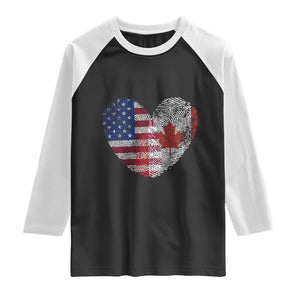 Half Canadian Half American USA Flag Canada America Raglan Shirt