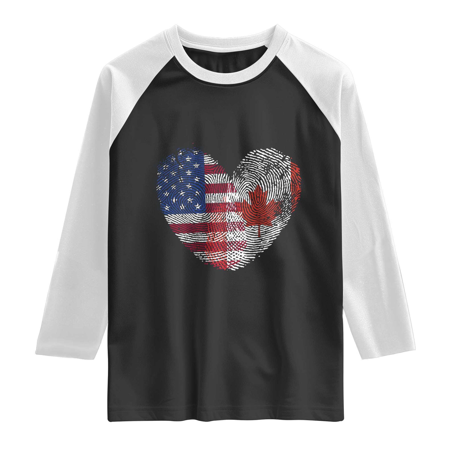 Half Canadian Half American USA Flag Canada America Raglan Shirt TS14 Black White Print Your Wear