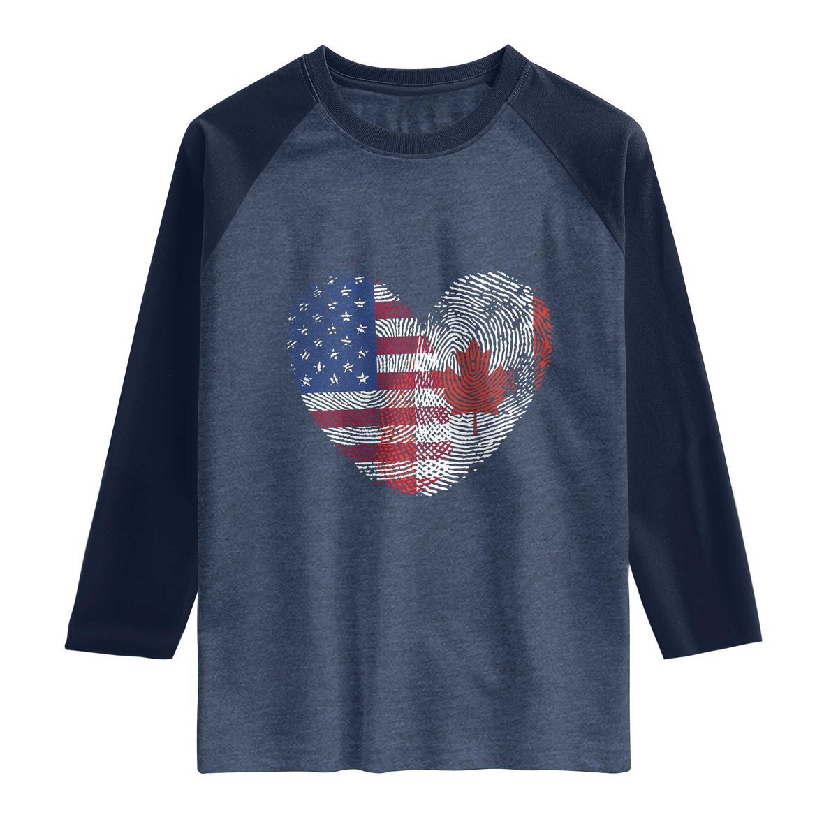 Half Canadian Half American USA Flag Canada America Raglan Shirt