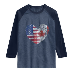 Half Canadian Half American USA Flag Canada America Raglan Shirt