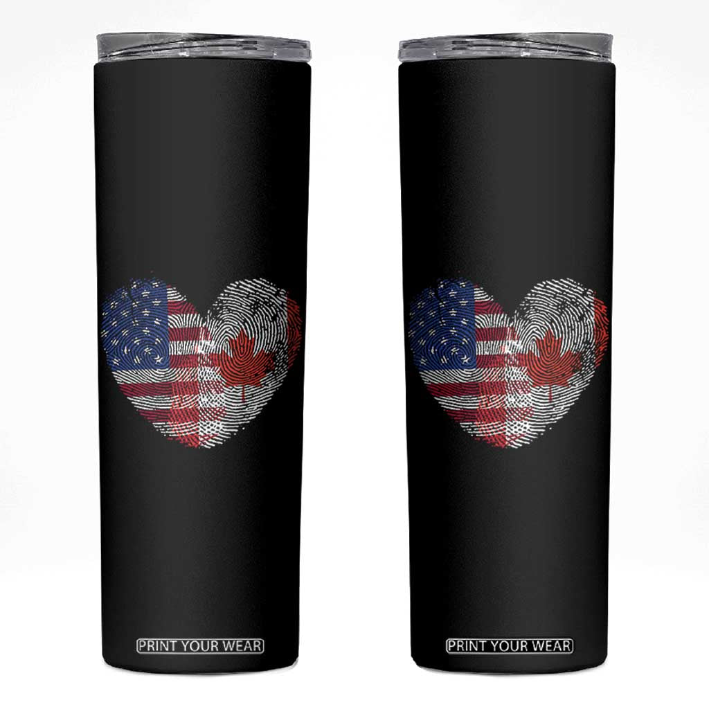 Half Canadian Half American USA Flag Canada America Skinny Tumbler