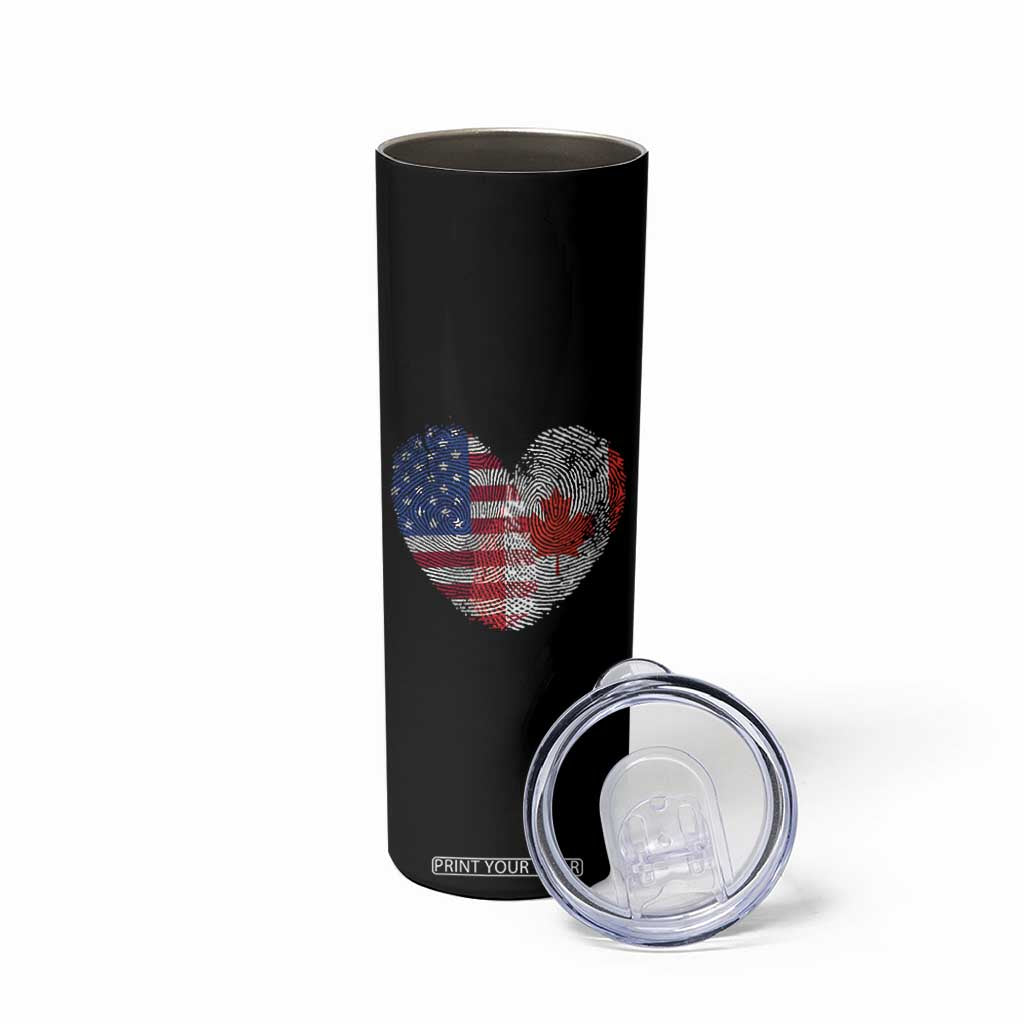 Half Canadian Half American USA Flag Canada America Skinny Tumbler