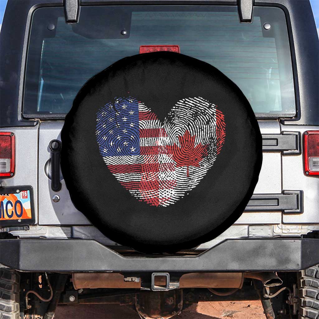 Half Canadian Half American USA Flag Canada America Spare Tire Cover TS14 No hole Black Print Your Wear