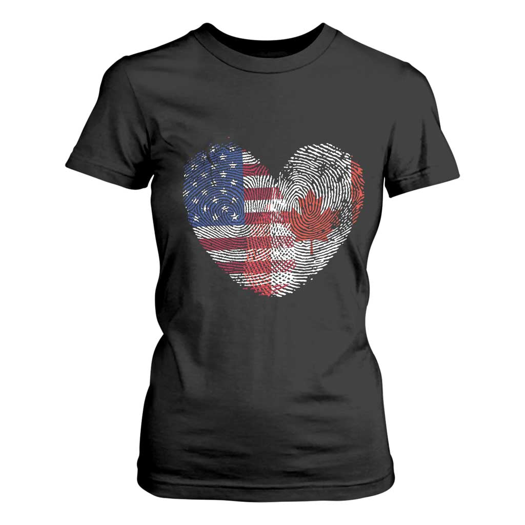 Half Canadian Half American USA Flag Canada America T Shirt For Women