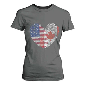 Half Canadian Half American USA Flag Canada America T Shirt For Women
