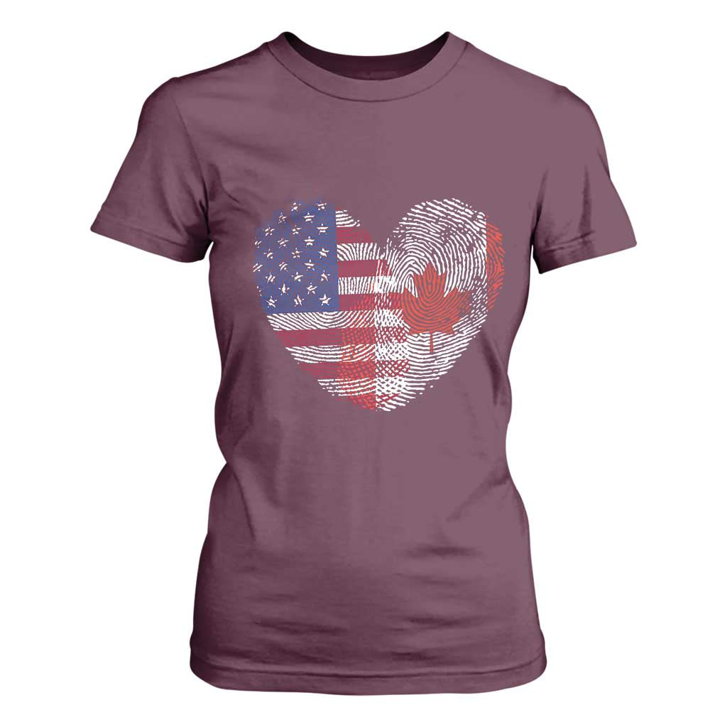 Half Canadian Half American USA Flag Canada America T Shirt For Women