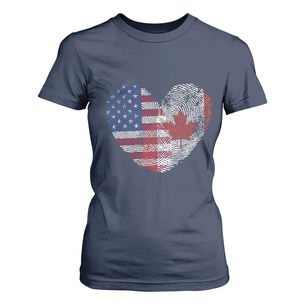 Half Canadian Half American USA Flag Canada America T Shirt For Women
