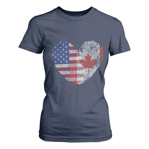 Half Canadian Half American USA Flag Canada America T Shirt For Women