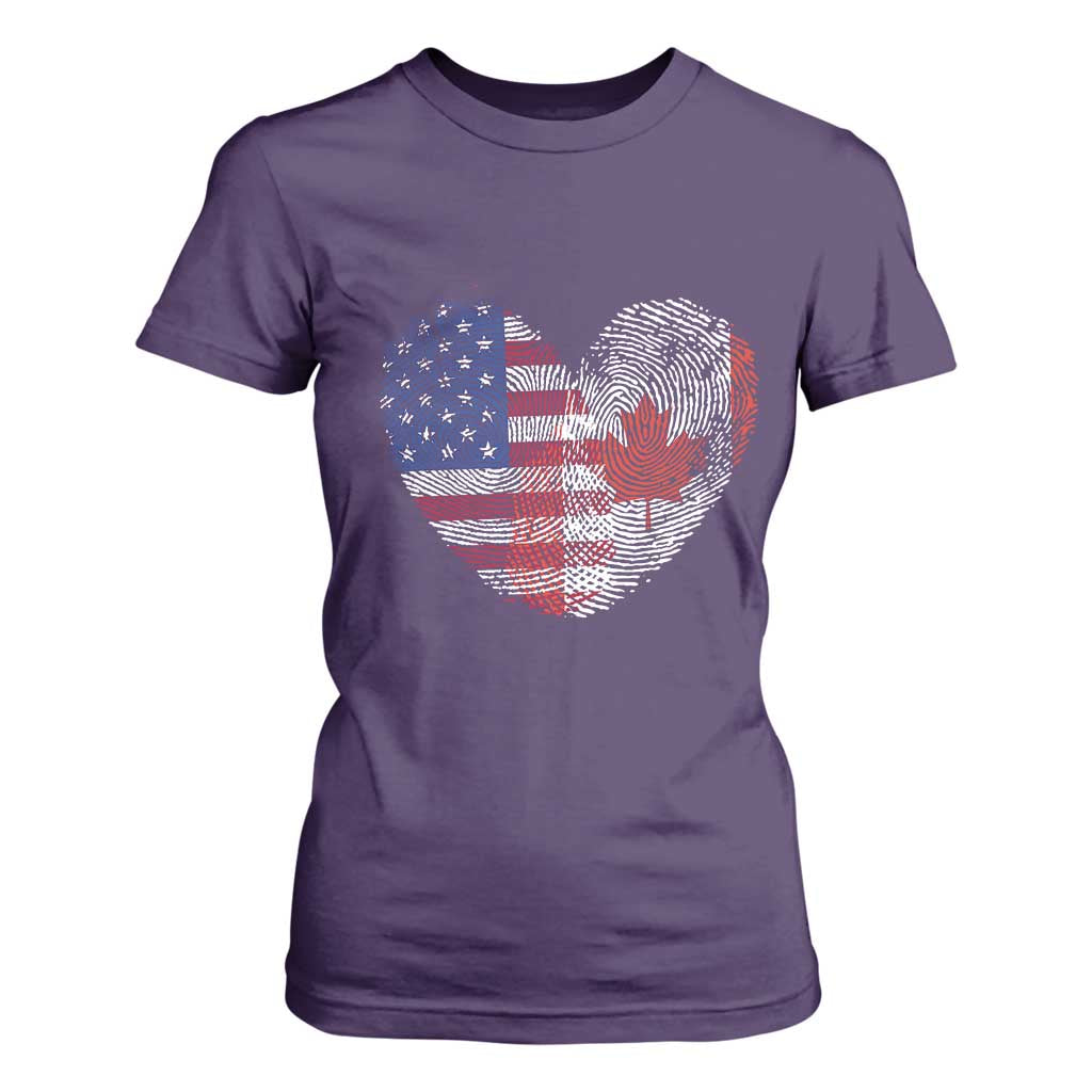 Half Canadian Half American USA Flag Canada America T Shirt For Women