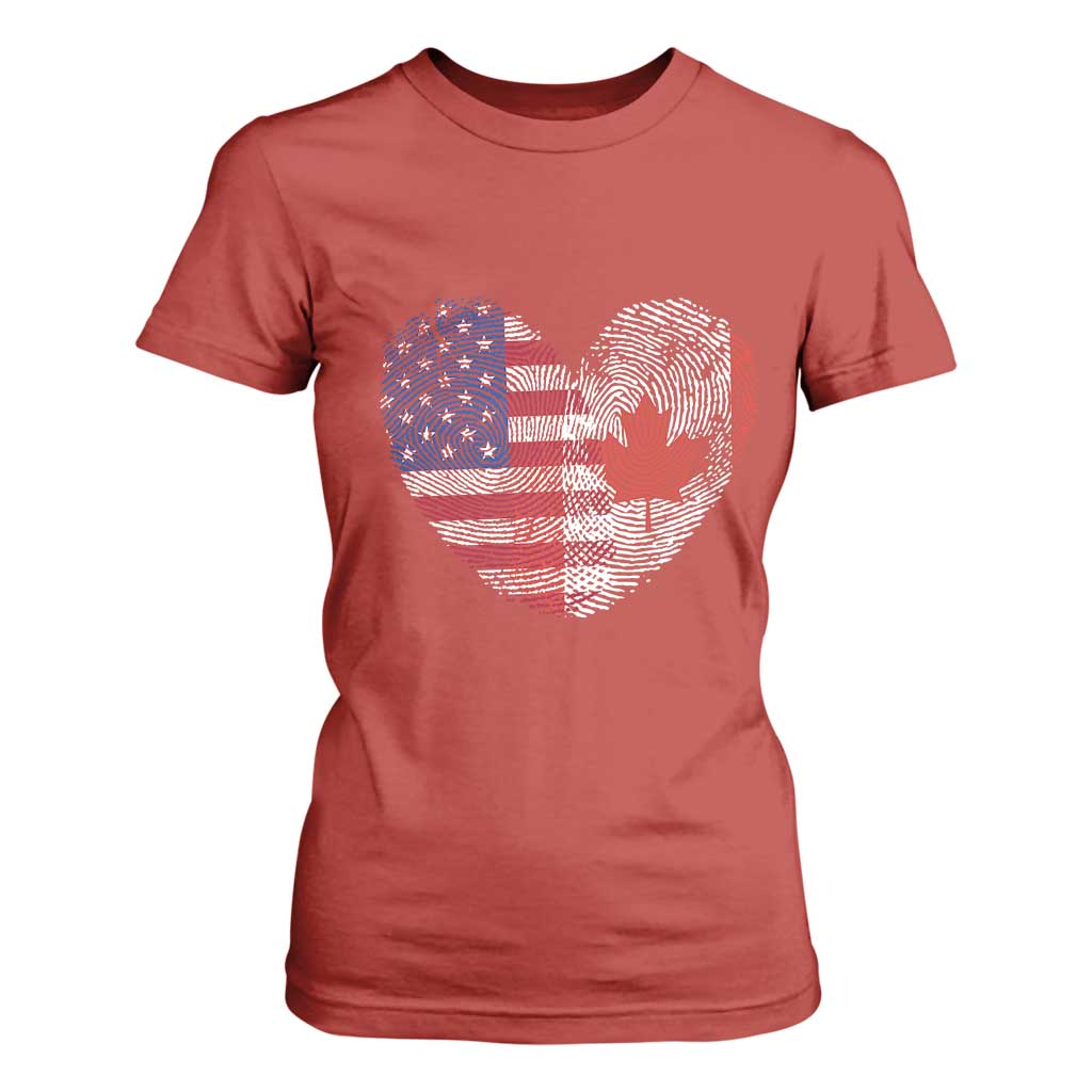 Half Canadian Half American USA Flag Canada America T Shirt For Women