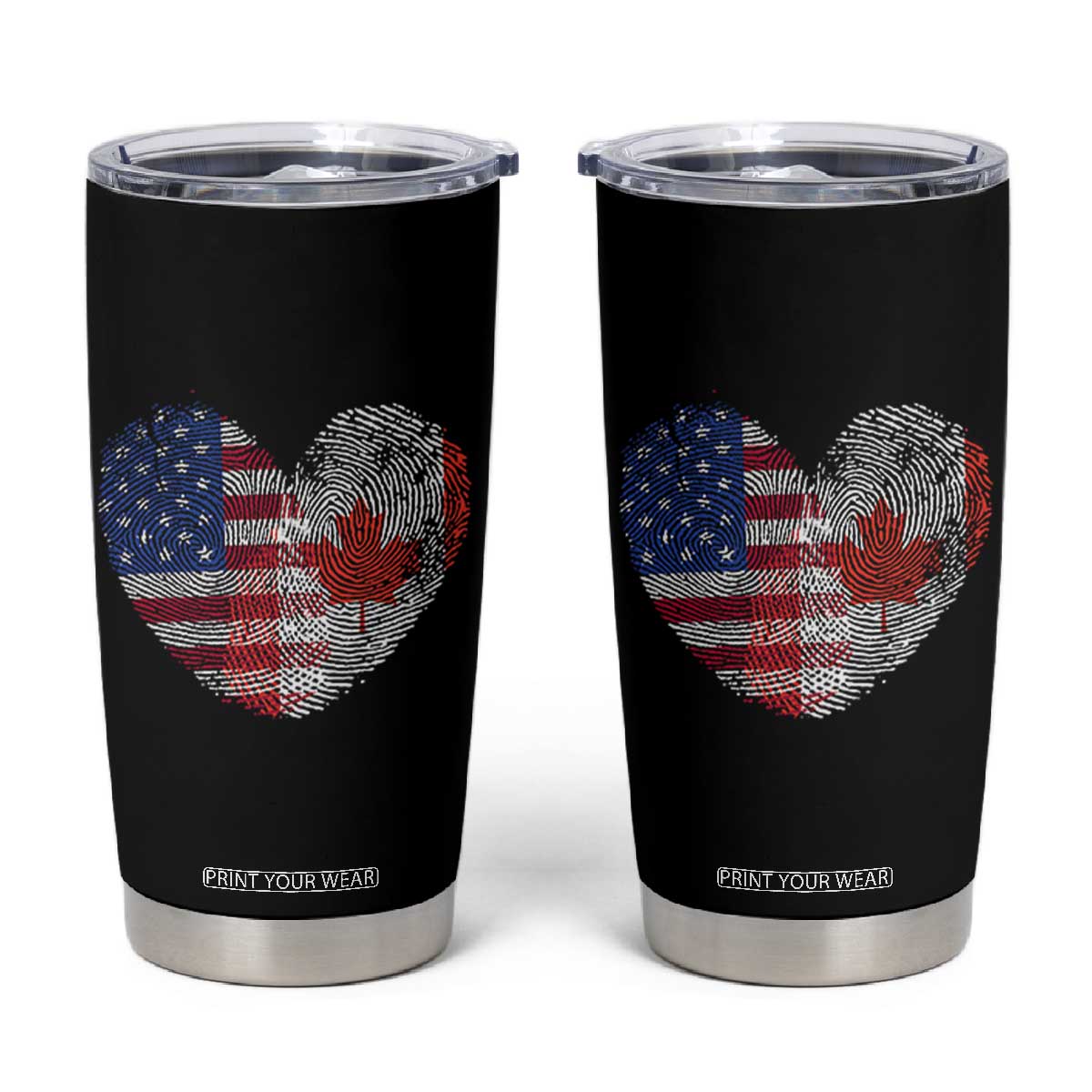 Half Canadian Half American USA Flag Canada America Tumbler Cup