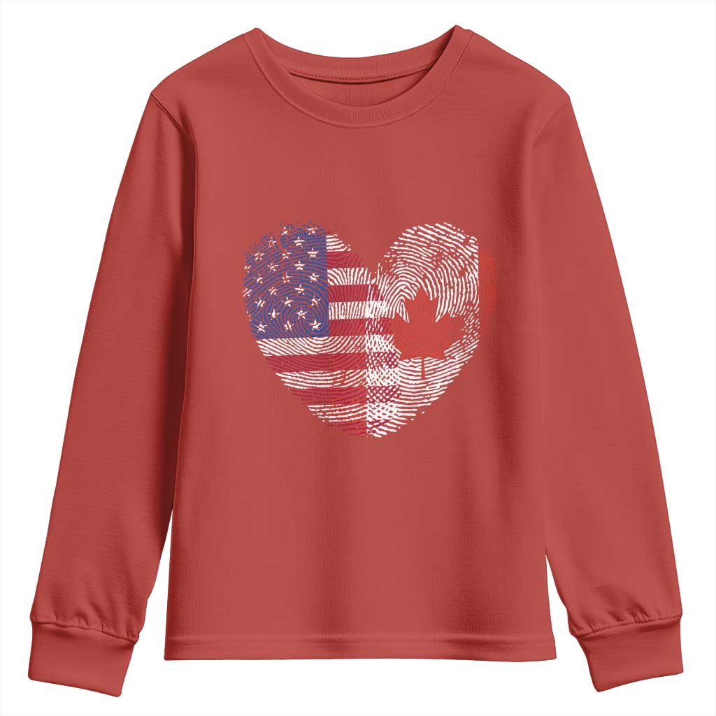 Half Canadian Half American USA Flag Canada America Youth Sweatshirt TS14 Red Print Your Wear