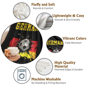 Germany Soccer Fan Throw Blanket German Football Game Day Supporter