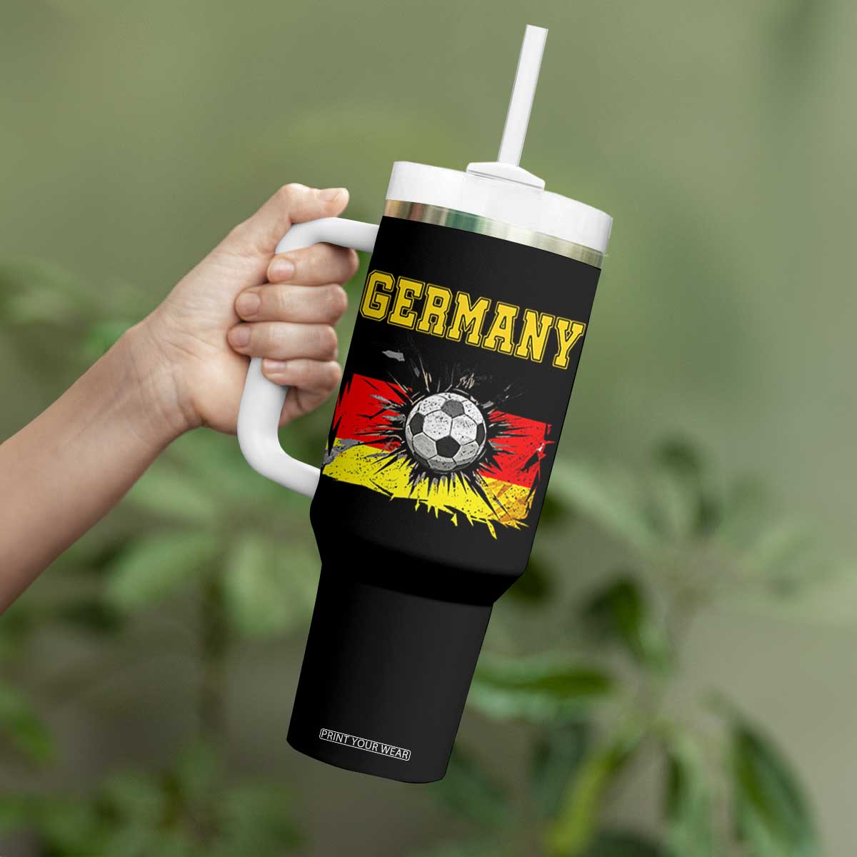 Germany Soccer Fan Tumbler With Handle German Football Game Day Supporter
