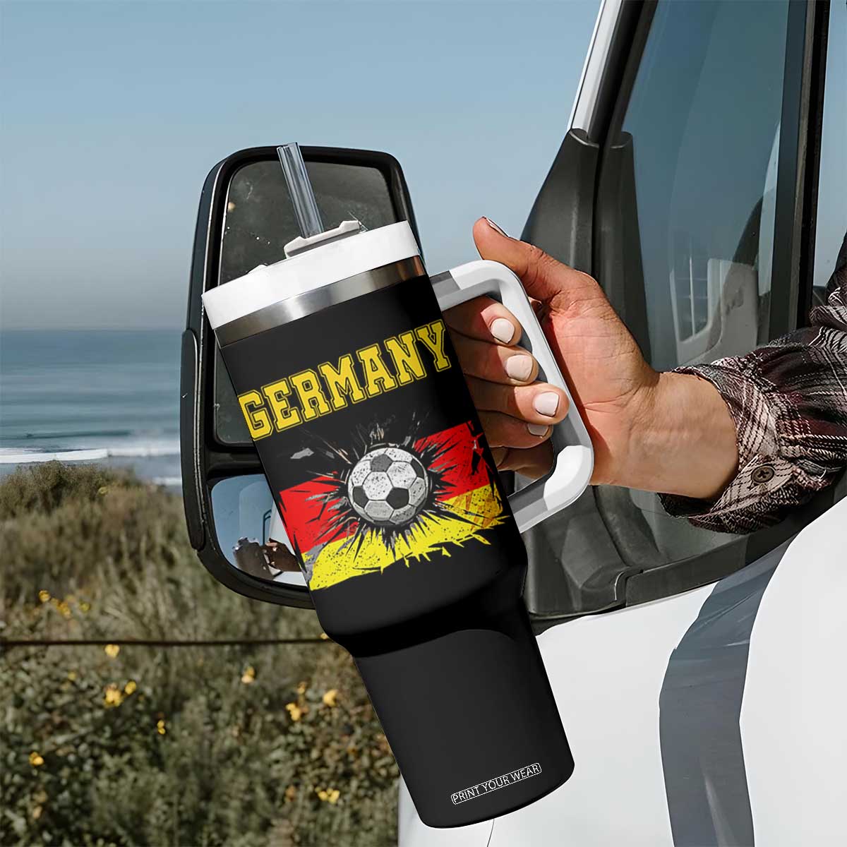 Germany Soccer Fan Tumbler With Handle German Football Game Day Supporter