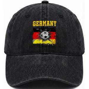 Germany Soccer Fan Washed Cotton Baseball Cap German Football Game Day Supporter