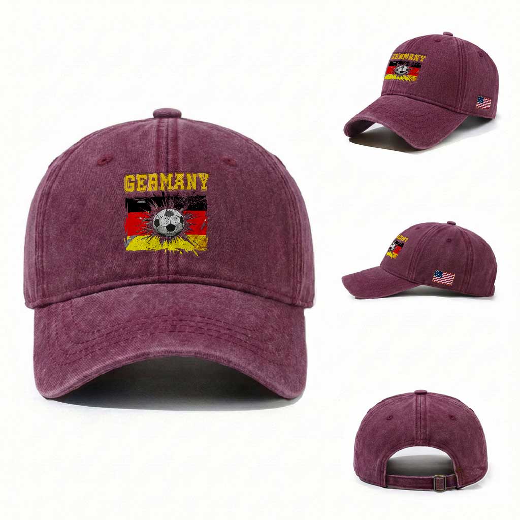 Germany Soccer Fan Washed Cotton Baseball Cap German Football Game Day Supporter