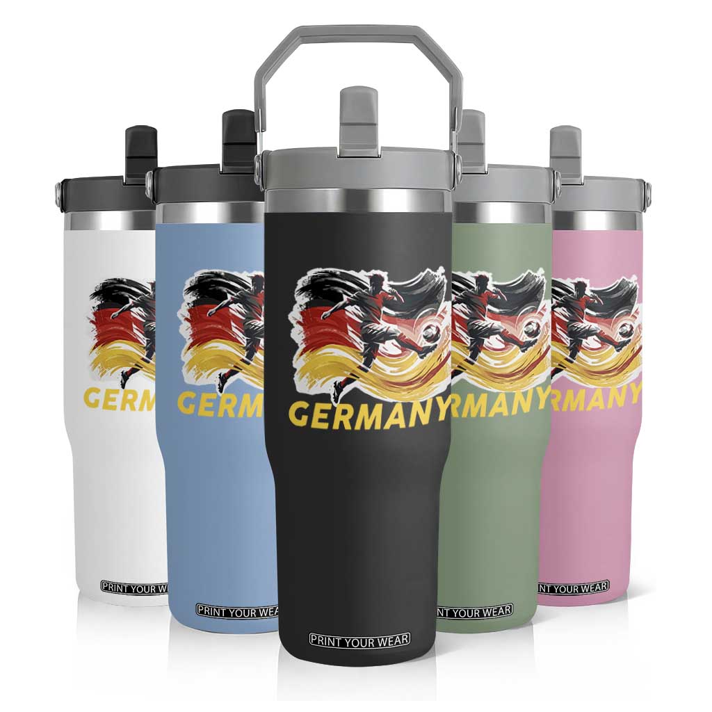 Germany Soccer Fan Flip Straw Tumbler German Football Flag Game Day Supporter