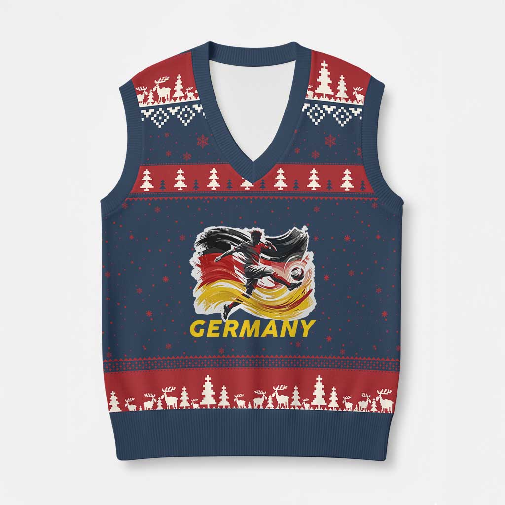Germany Soccer Fan V-Neck Knit Sweater Vest German Football Flag Game Day Supporter