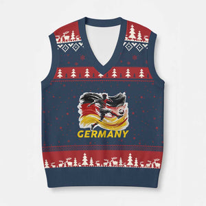 Germany Soccer Fan V-Neck Knit Sweater Vest German Football Flag Game Day Supporter