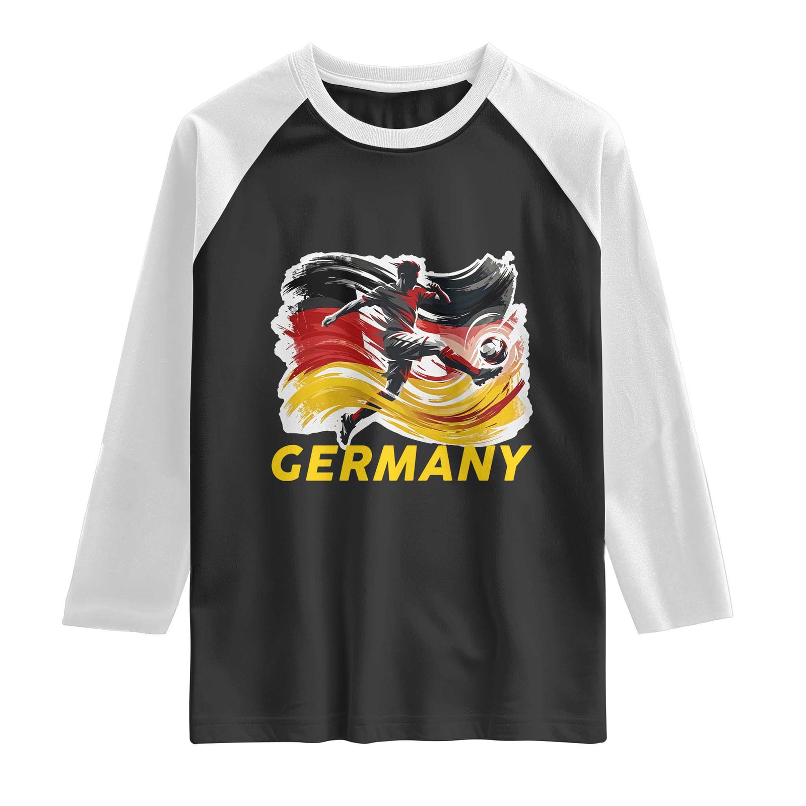 Germany Soccer Fan Raglan Shirt German Football Flag Game Day Supporter TS14 Black White Print Your Wear