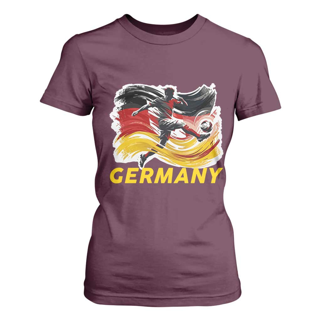 Germany Soccer Fan T Shirt For Women German Football Flag Game Day Supporter