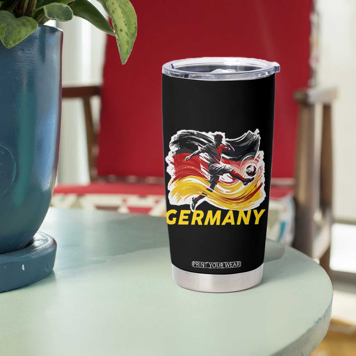 Germany Soccer Fan Tumbler Cup German Football Flag Game Day Supporter