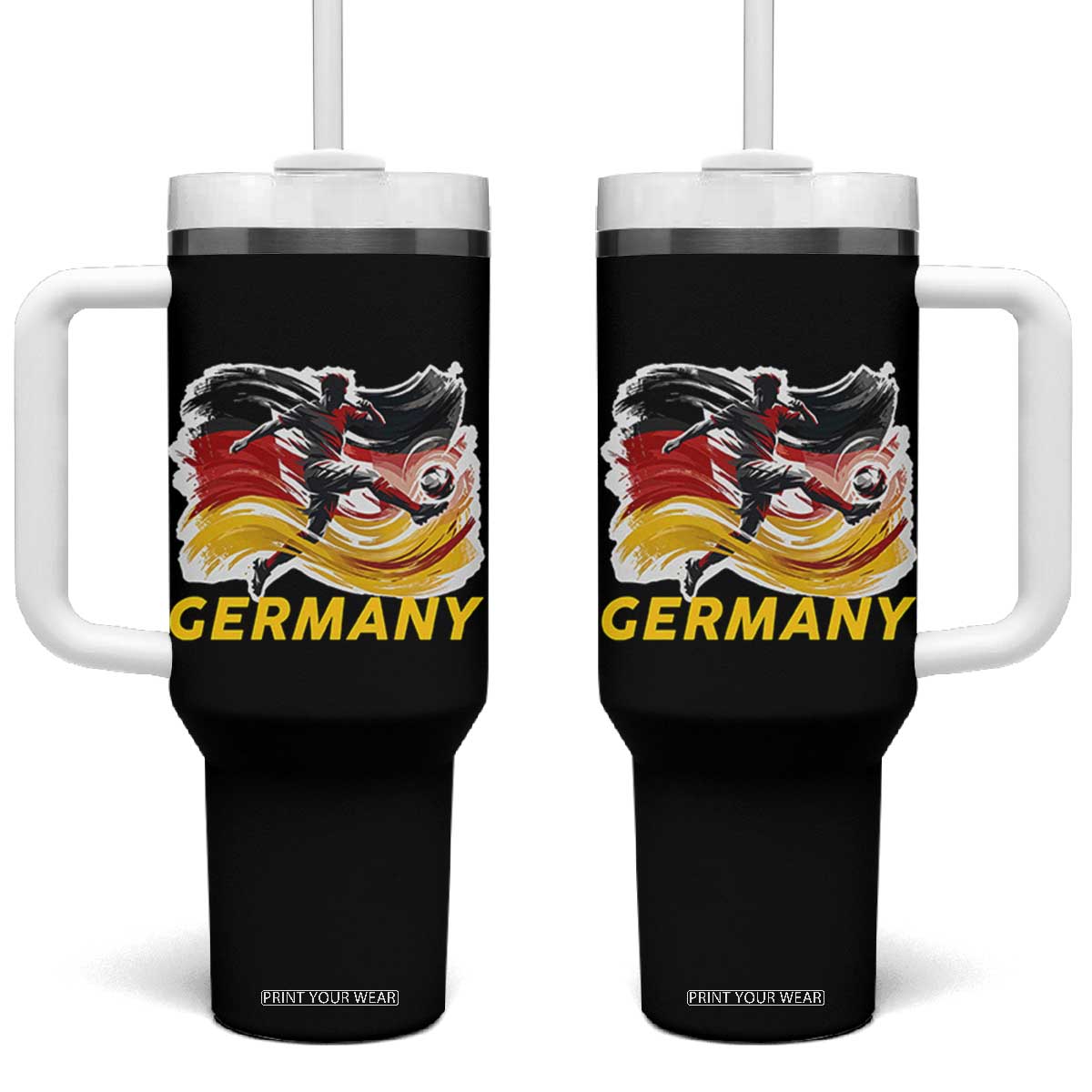 Germany Soccer Fan Tumbler With Handle German Football Flag Game Day Supporter