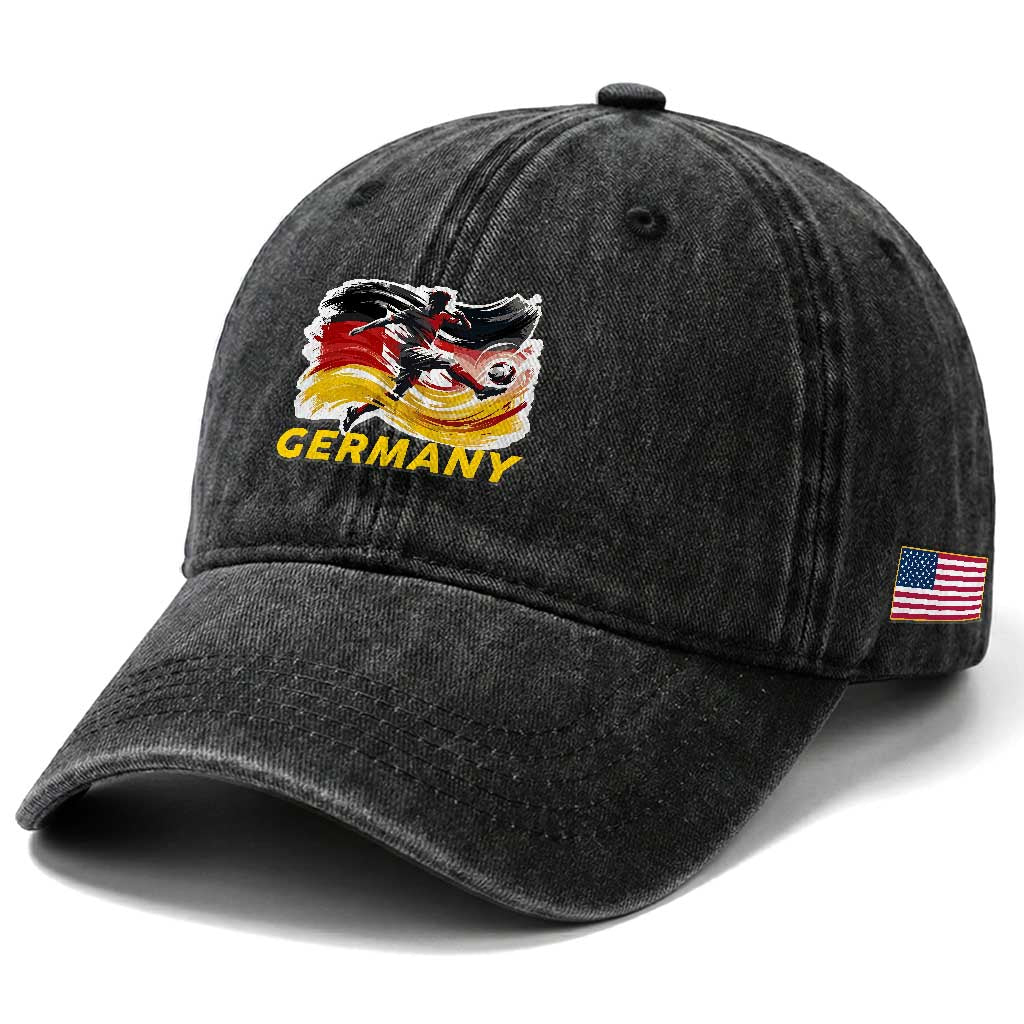 Germany Soccer Fan Washed Cotton Baseball Cap German Football Flag Game Day Supporter