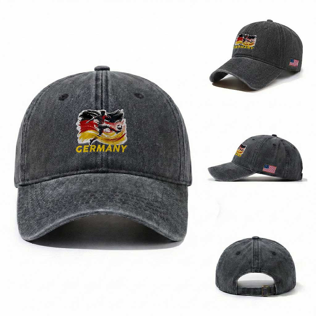 Germany Soccer Fan Washed Cotton Baseball Cap German Football Flag Game Day Supporter