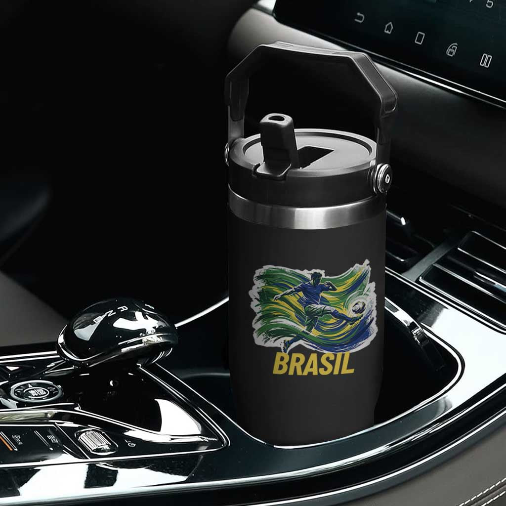 Brazil Soccer Brasil Flag Patriotic Sports Flip Straw Tumbler Brazilian Football Fan Supporter TS14 Print Your Wear