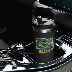 Brazil Soccer Brasil Flag Patriotic Sports Flip Straw Tumbler Brazilian Football Fan Supporter TS14 Print Your Wear