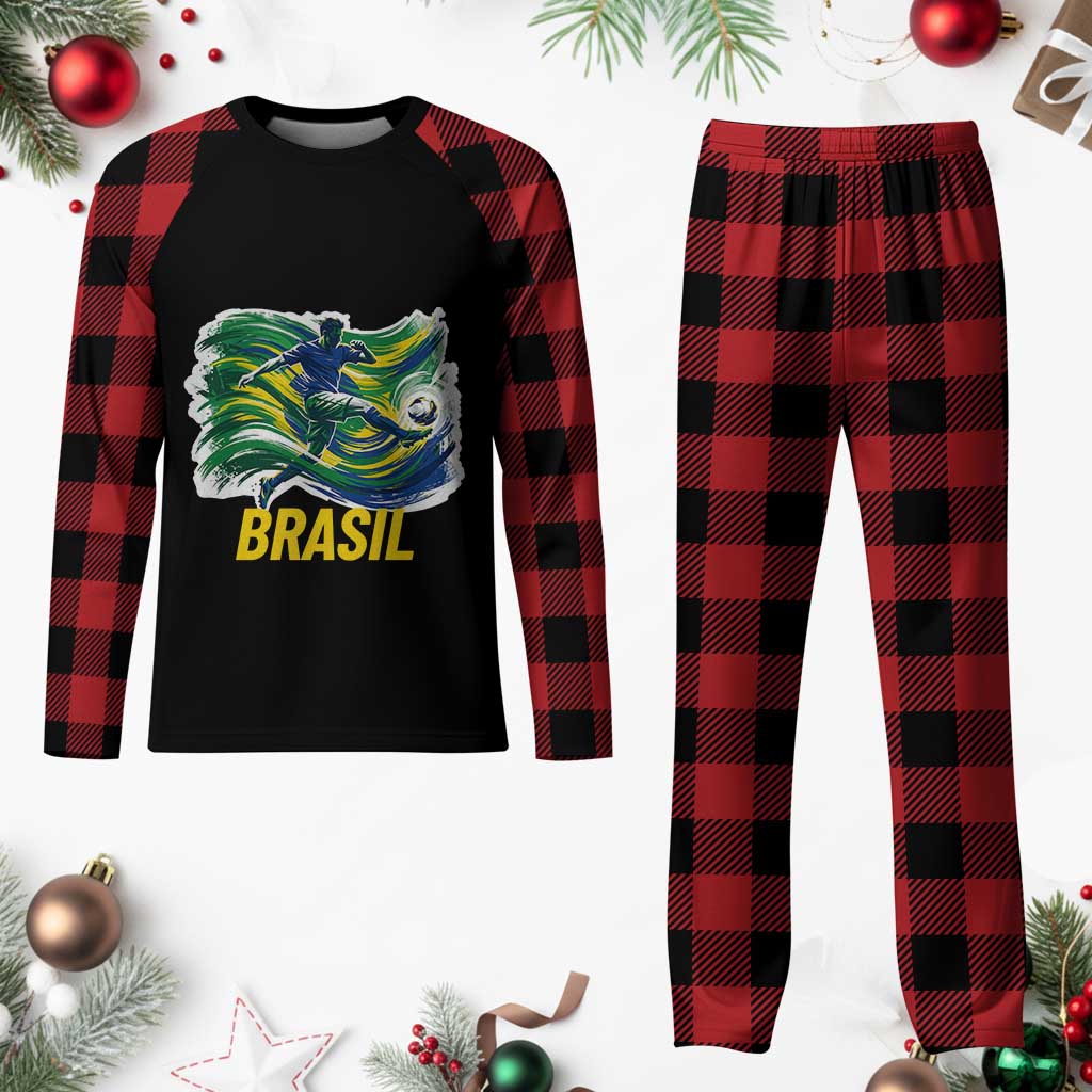 Brazil Soccer Brasil Flag Patriotic Sports Plaid Pajama Set Brazilian Football Fan Supporter TS14 Buffalo Plaid Print Your Wear