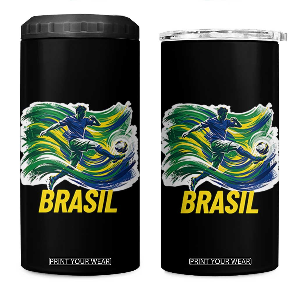 Brazil Soccer Brasil Flag Patriotic Sports 4 in 1 Can Cooler Tumbler Brazilian Football Fan Supporter TS14 One Size: 16 oz Black Print Your Wear