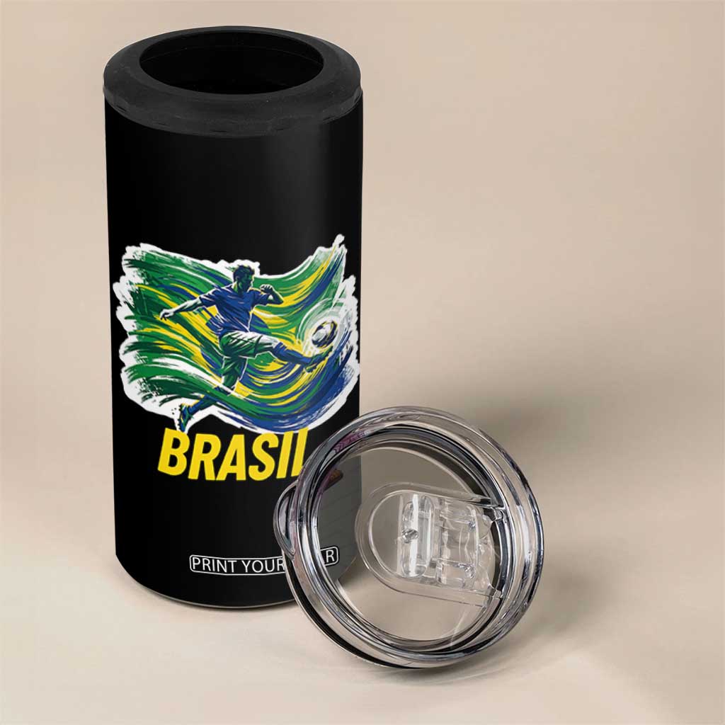 Brazil Soccer Brasil Flag Patriotic Sports 4 in 1 Can Cooler Tumbler Brazilian Football Fan Supporter TS14 Print Your Wear