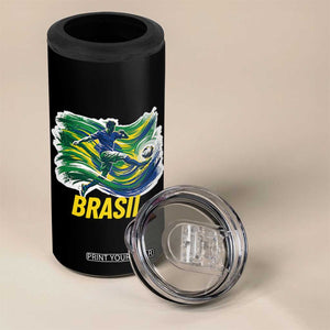 Brazil Soccer Brasil Flag Patriotic Sports 4 in 1 Can Cooler Tumbler Brazilian Football Fan Supporter TS14 Print Your Wear