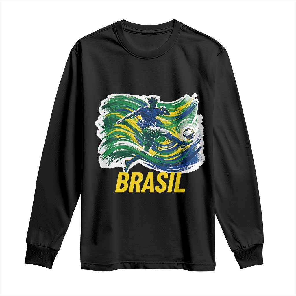 Brazil Soccer Brasil Flag Patriotic Sports Long Sleeve Shirt Brazilian Football Fan Supporter