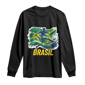 Brazil Soccer Brasil Flag Patriotic Sports Long Sleeve Shirt Brazilian Football Fan Supporter