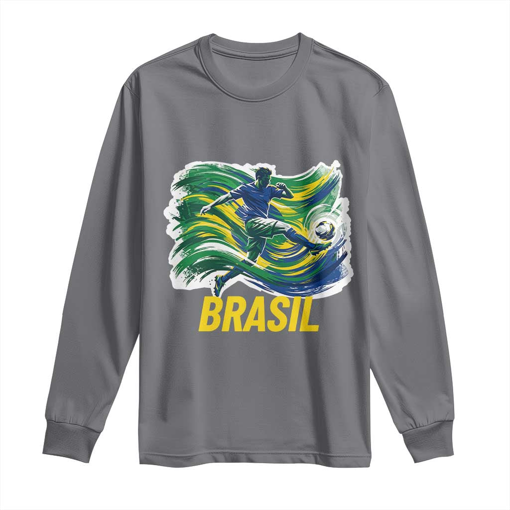 Brazil Soccer Brasil Flag Patriotic Sports Long Sleeve Shirt Brazilian Football Fan Supporter