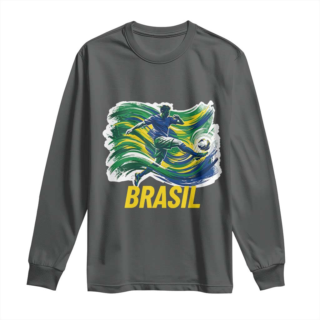 Brazil Soccer Brasil Flag Patriotic Sports Long Sleeve Shirt Brazilian Football Fan Supporter