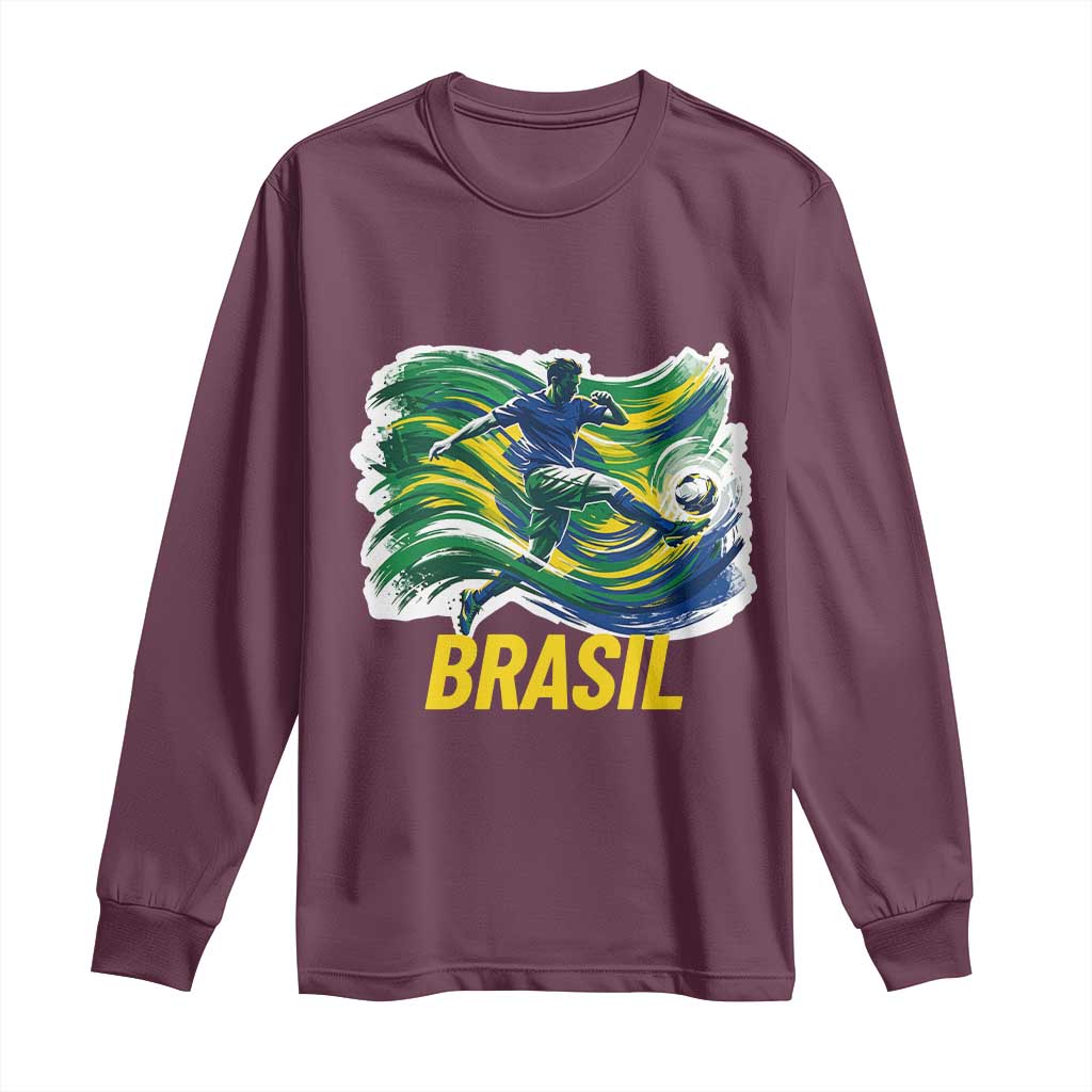 Brazil Soccer Brasil Flag Patriotic Sports Long Sleeve Shirt Brazilian Football Fan Supporter