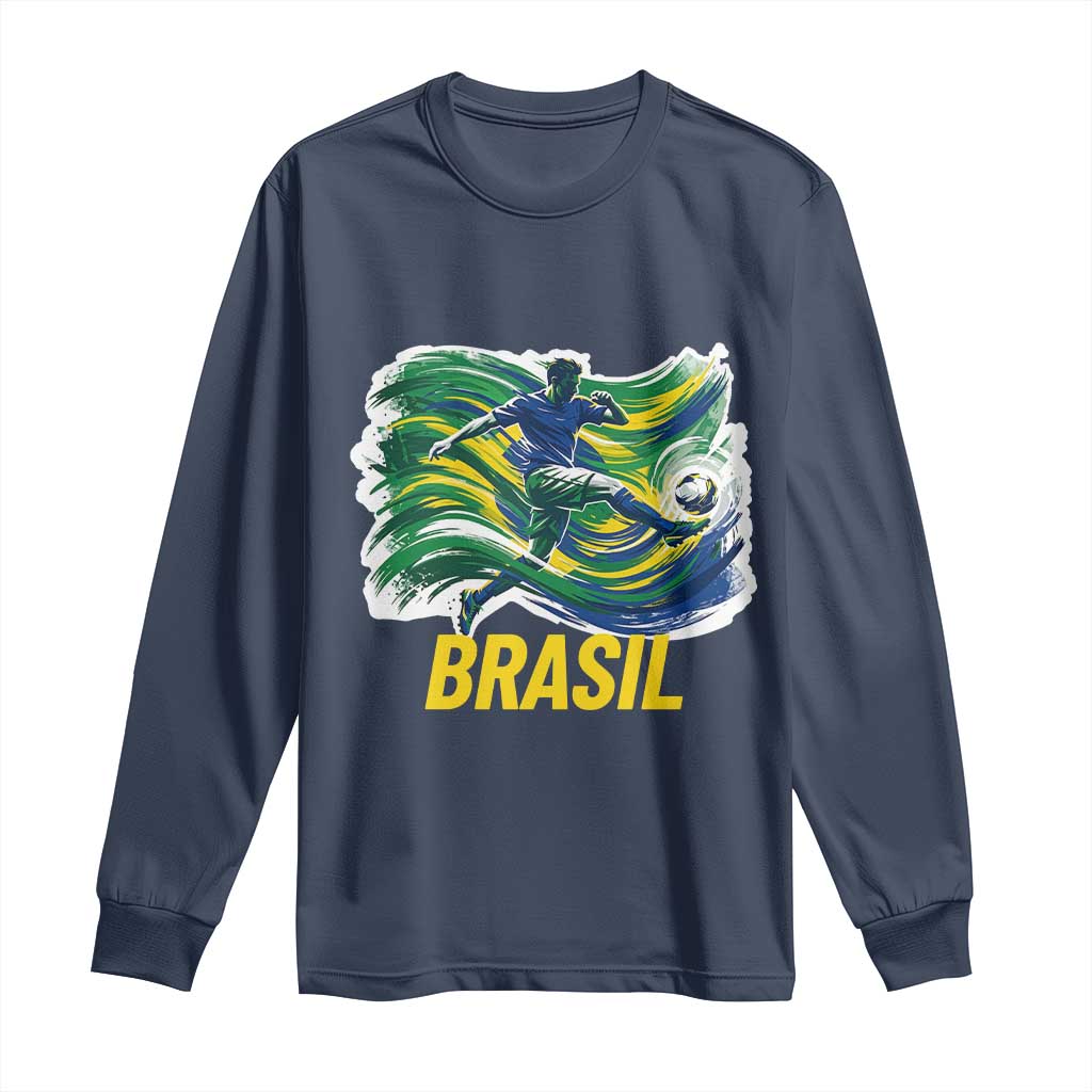 Brazil Soccer Brasil Flag Patriotic Sports Long Sleeve Shirt Brazilian Football Fan Supporter