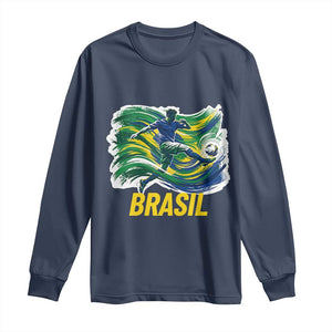 Brazil Soccer Brasil Flag Patriotic Sports Long Sleeve Shirt Brazilian Football Fan Supporter