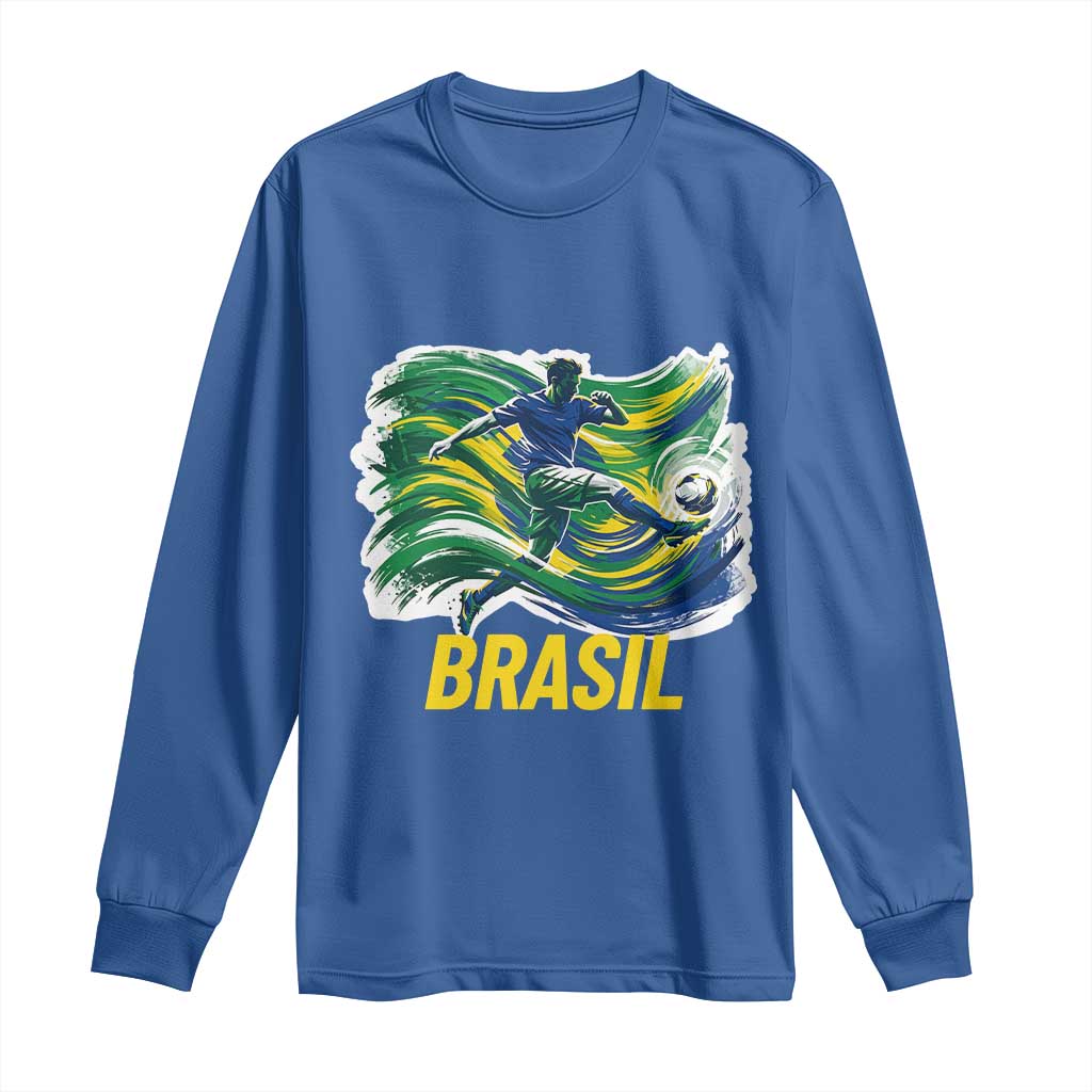Brazil Soccer Brasil Flag Patriotic Sports Long Sleeve Shirt Brazilian Football Fan Supporter