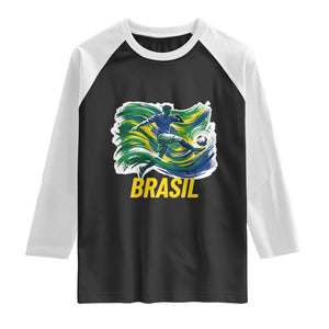 Brazil Soccer Brasil Flag Patriotic Sports Raglan Shirt Brazilian Football Fan Supporter