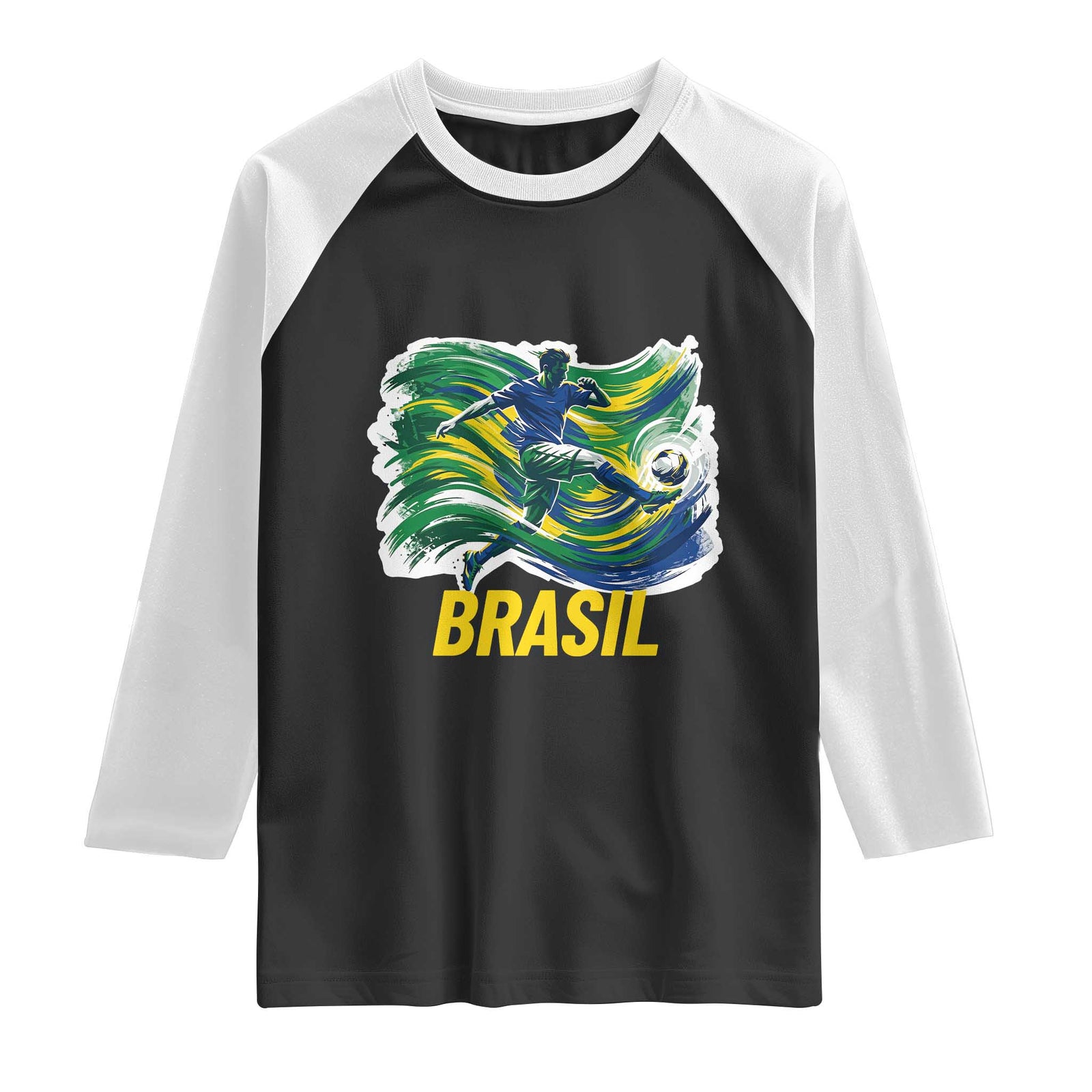 Brazil Soccer Brasil Flag Patriotic Sports Raglan Shirt Brazilian Football Fan Supporter TS14 Black White Print Your Wear